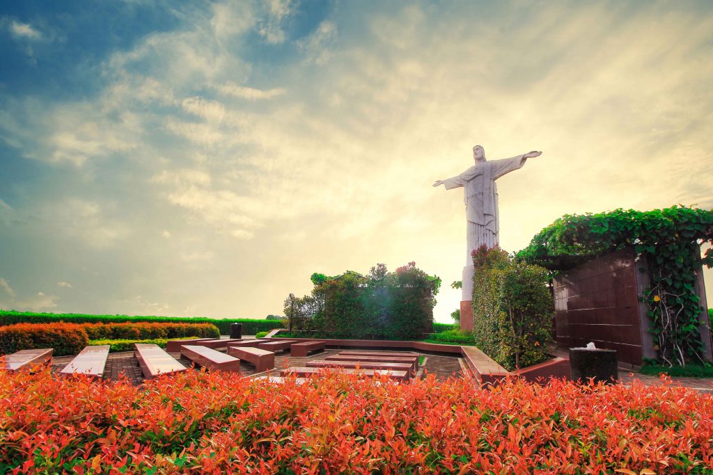 The replica of the Christ the Redeemer Statue in Rio.