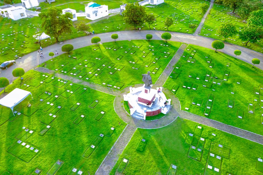 a drone shot of golden haven memorial park grounds